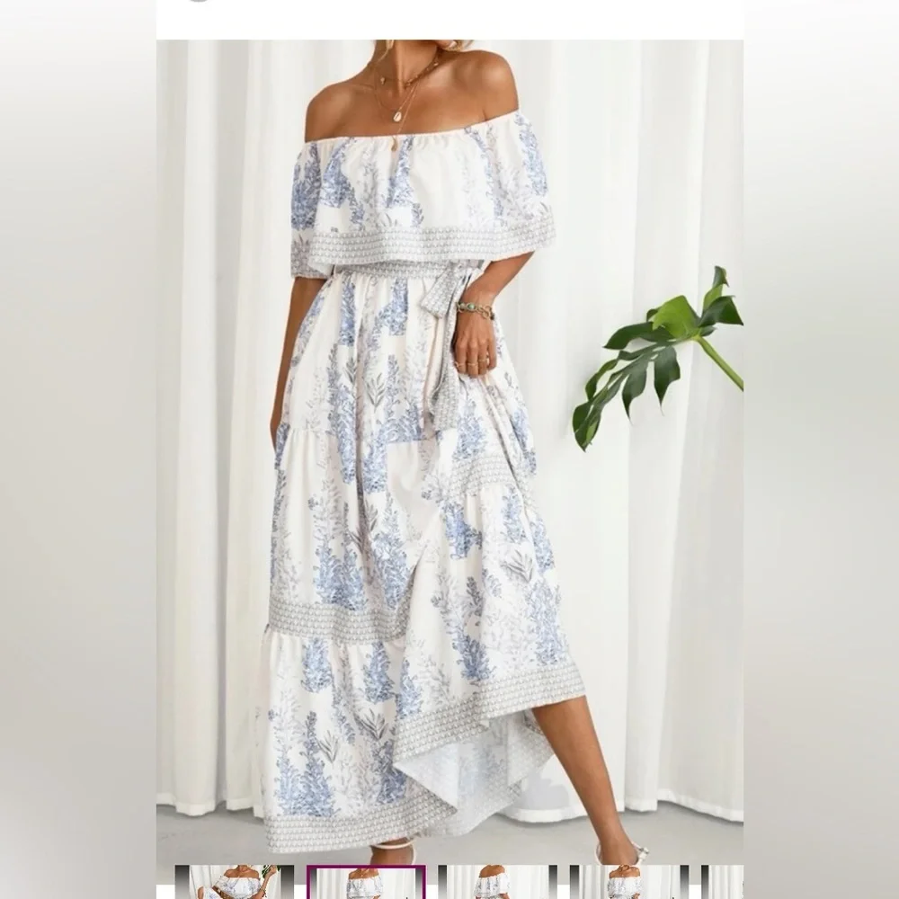 Beautiful off shoulder, tiered ruffle maxi dress - Picture 1 of 9